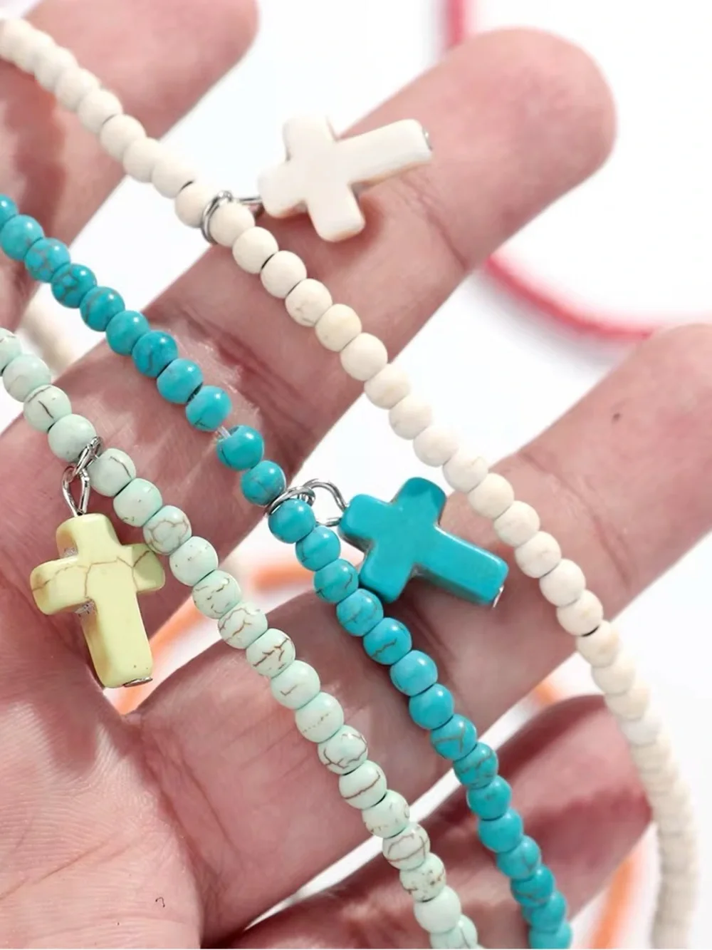 Turquoise Beaded Cross Necklace - Women Jewelry